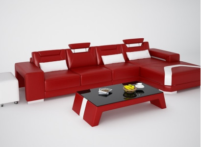 Designer Sofa Couch Corner sofa with Stool Upholstery Suite Living landscape L-shape